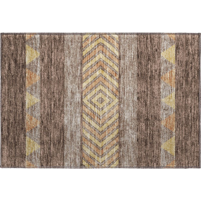 Premium Machine Washable Prisco Brown Rug