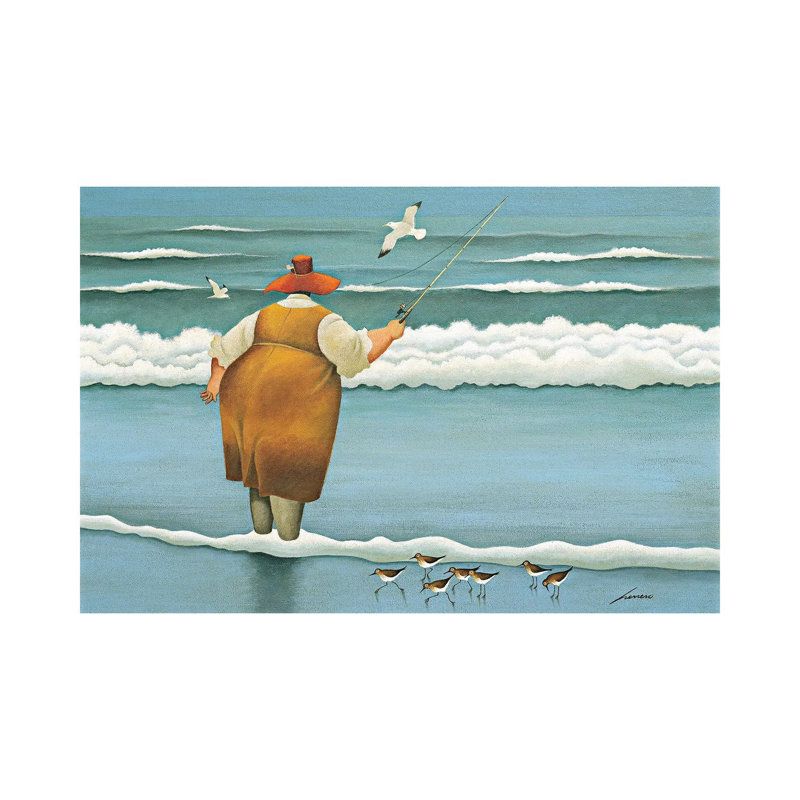 Surfside Fishing by Lowell Herrero - Wrapped Canvas Painting, 20.32 cm H x 30.48 cm W