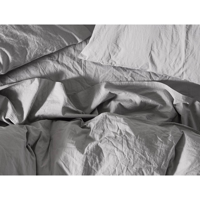 Taie d'oreiller en percale biologique froissé, Taie d'oreiller très grande, Étain