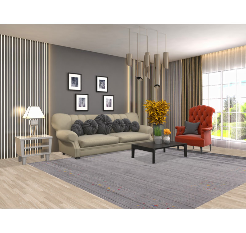 Handmade Gray Gabbeh Oriental Area Rug
