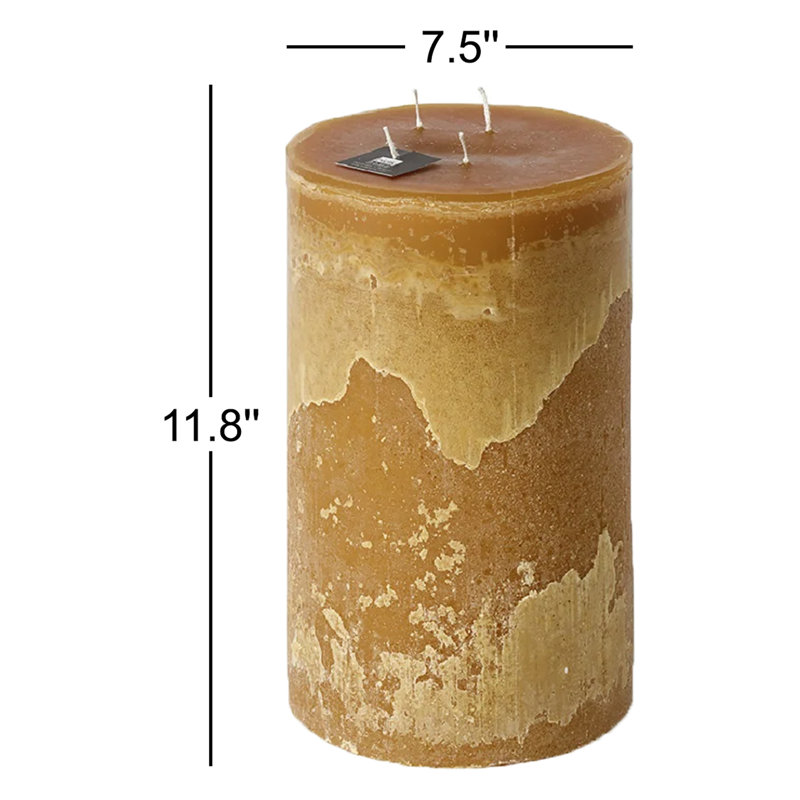 Bougie pilier super non parfumée, Chamois, H 11,8 po x l 7,5 po x P 7,5 po
