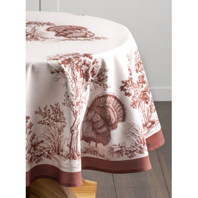 Maison d'Hermine  Holy Jouy - Red 100% Cotton Tablecloth - 69" Round