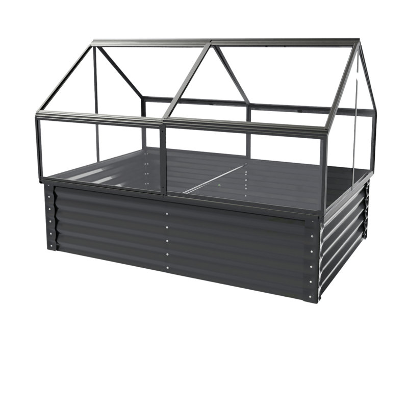 Outdoor Vegetable Greenhouse With Raised Flower Bed For Plants 68.7" X 45" X 51.5"