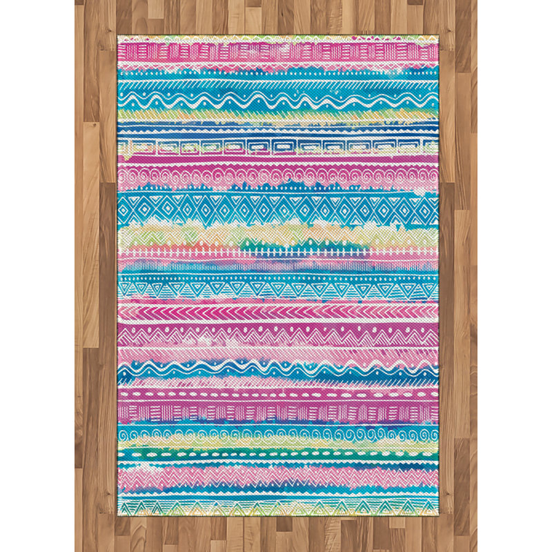 Tribal High Density Long Fiber Poly Threads Decorative Area Rug Carpet, Rectangle 4' x 5'8"