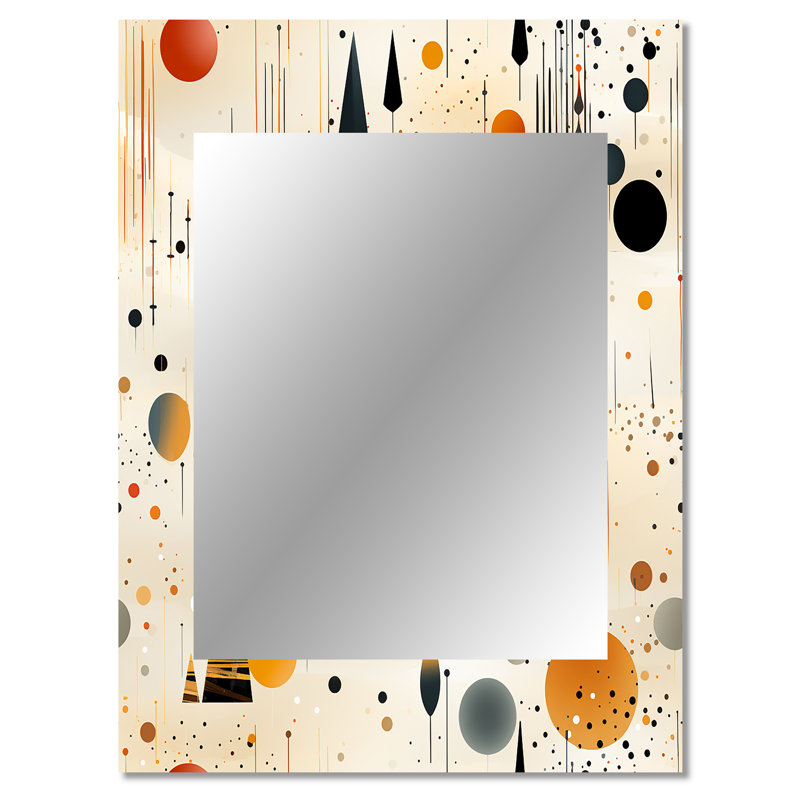 Catriona Grey And Yellow Poka Dot Retro Landscape - Polka dots  Wall Mirror, Graphic Print, Geometric Decorative Mirror, Printed Metal Art