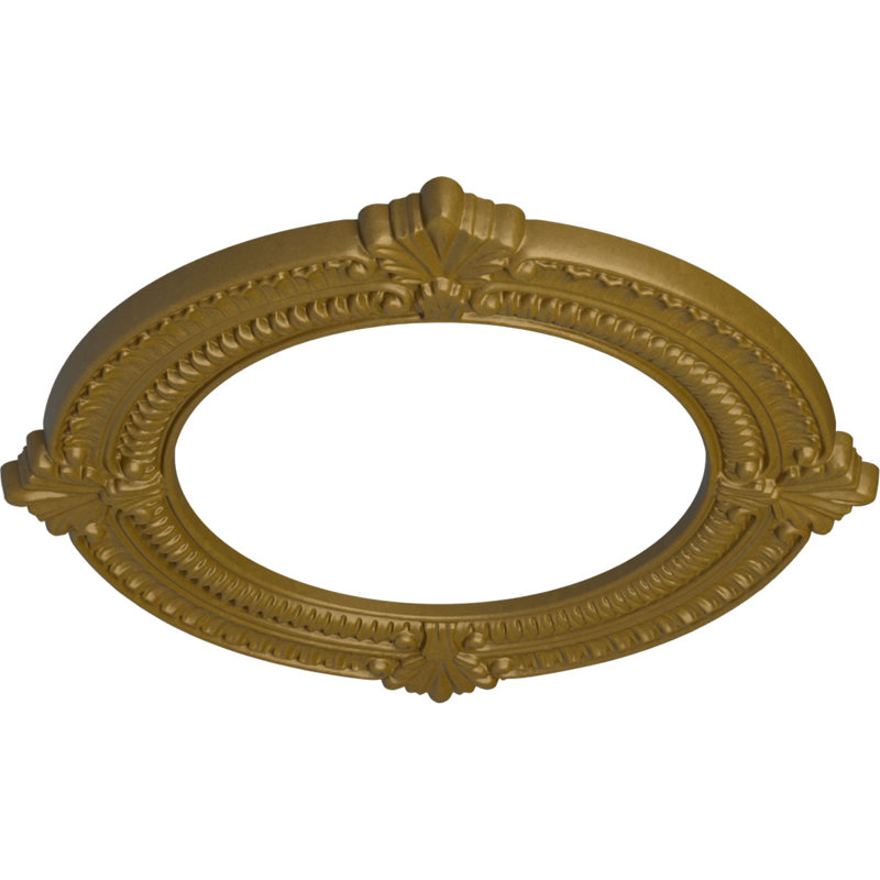 Médaillon de plafond Endurathane Benson, P 13 1/8 po x P 8 po x P 5/8 po (convient aux auvents jusqu'à 8 po), finition dorée de pharaons peinte à la main