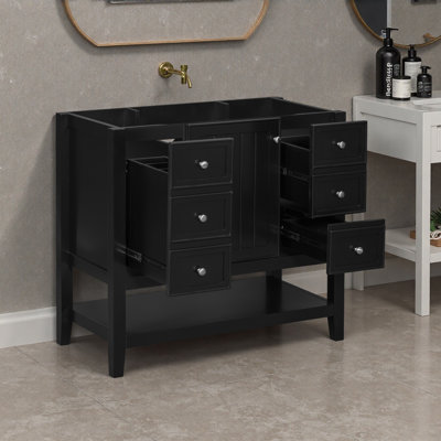 Bathroom Vanity Without Sink, Cabinet Base Only, One Cabinet And Three Drawers