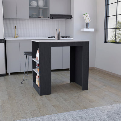 Îlot de cuisine avec 3 tablettes latérales