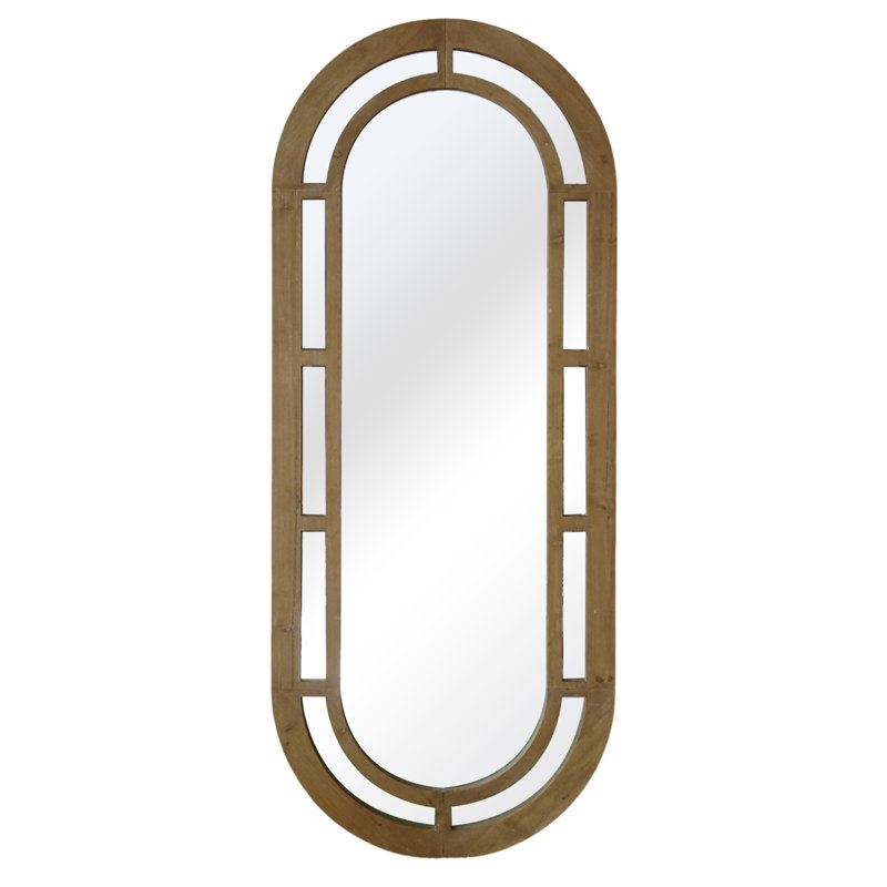 Miroir en forme de capsule brune en métal avec cadre contour 68 po.