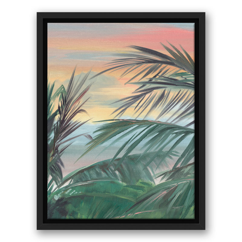 Coucher de soleil hawaïen sur toile, H 17,75 po x l 13,75 po x P 1,75 po, Cadre flottant