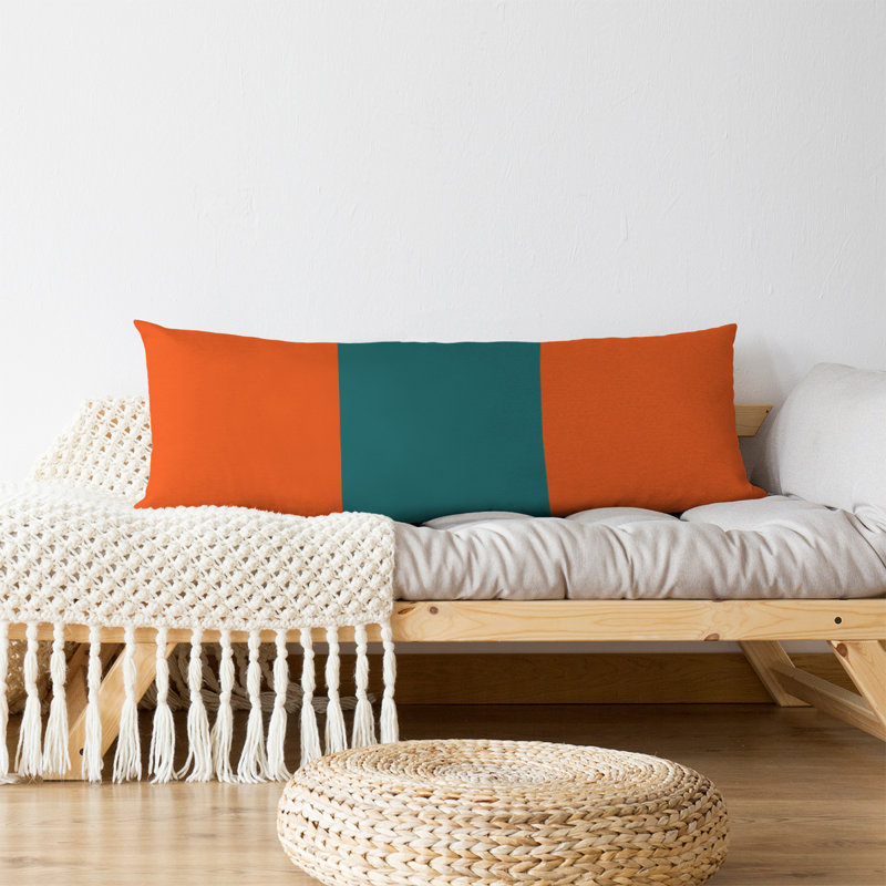 Polyester Medium Pillow, Orange/Aqua, Miami Football