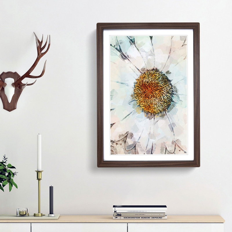 A White Daisy in Abstract - Framed Print, 36cm H x 27cm W x 2cm D, Walnut Framed