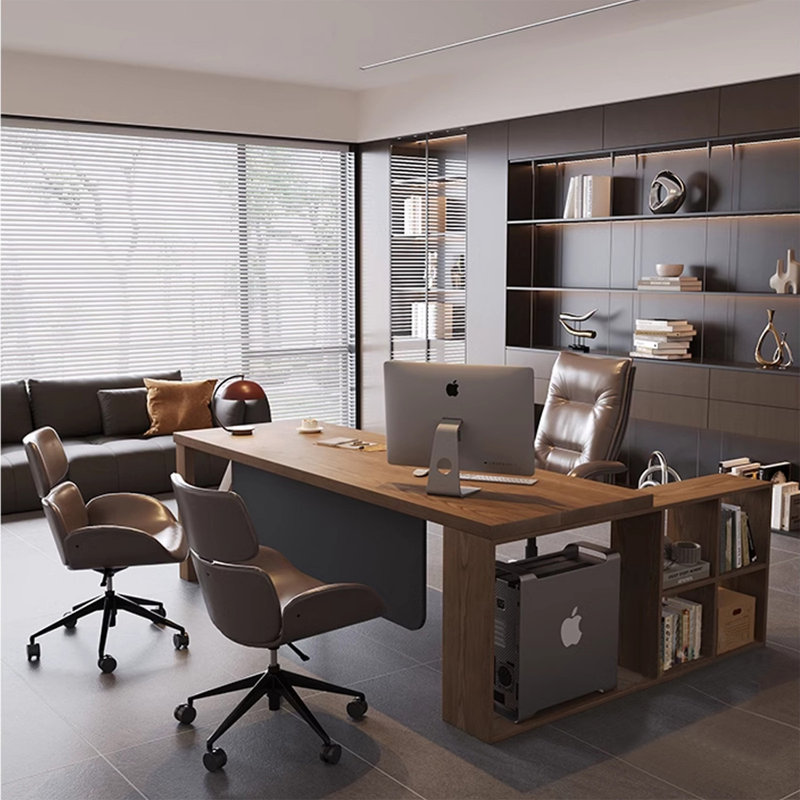 Bureau de direction en L en noyer massif en bois massif, Gauche, H 29,53 po x l 94,49 po x P 31,5 po