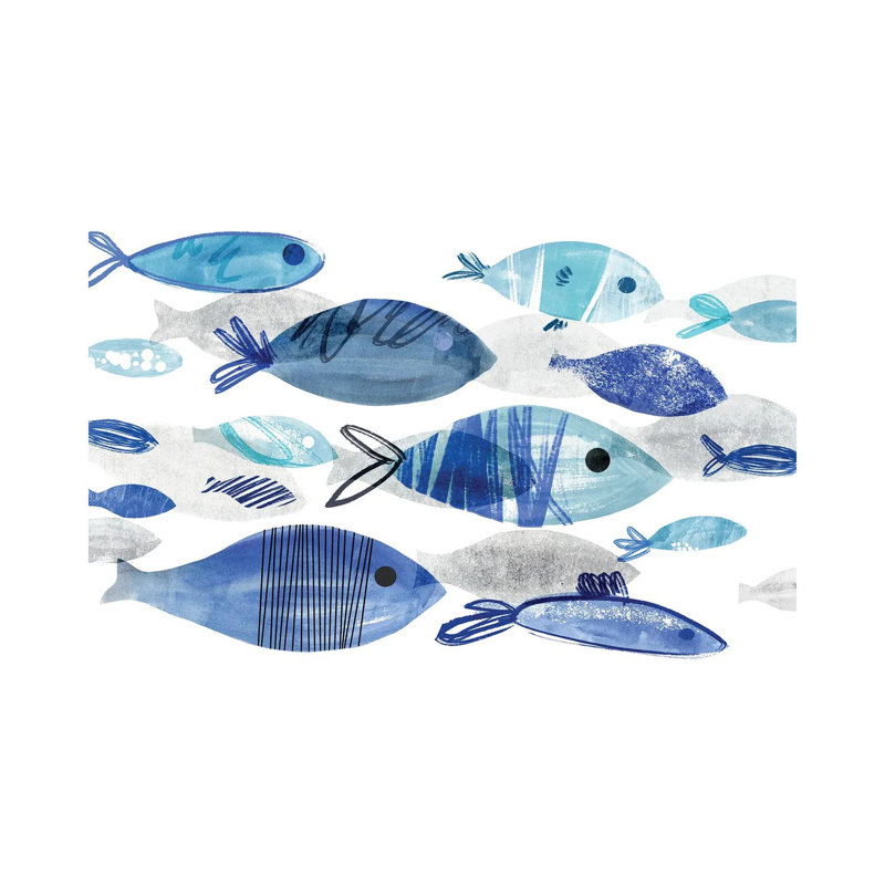 Fish Parade I by - Toile tendue, H 26 po x l 40 po x 1,5 po