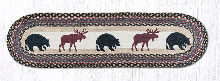 Chemin de table ovale tressé en jute naturel 13 po x 48 po Earth Rugs, Bear; Moose