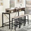 Table de bar et chaises 4 pièces, table de 59 po, tabourets de selle, prises de courant, DEL, espaces de salle à manger de 59 po avec 3 tabourets de selle ergonomiques, prise de courant, tablettes de rangement-133933770