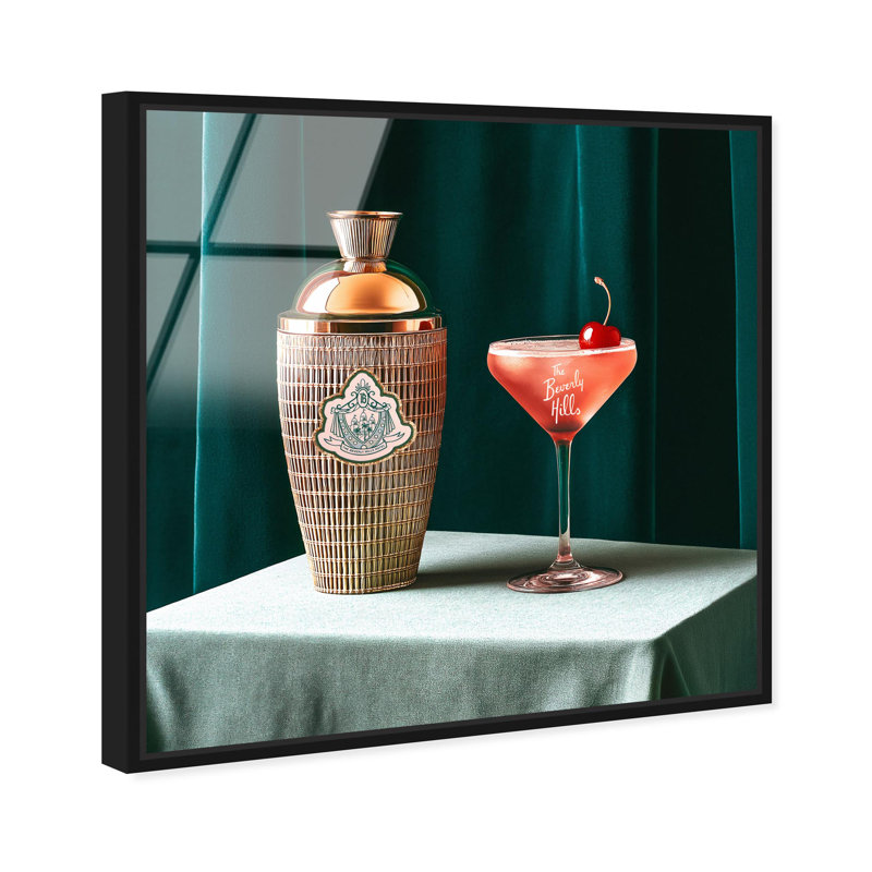 Oliver Gal Beverly Hills Cocktail Glam Bar - Framed Acrylic Glass Wall Art, 24" H x 24" W, Black