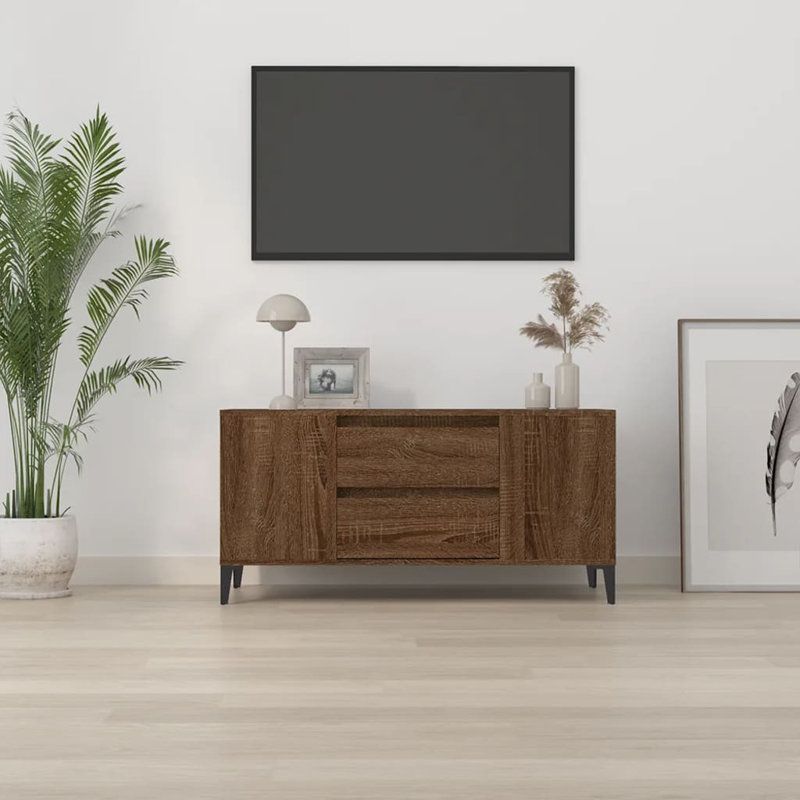 Keida Unfinished TV Stand for TVs up to 43", Brown Oak