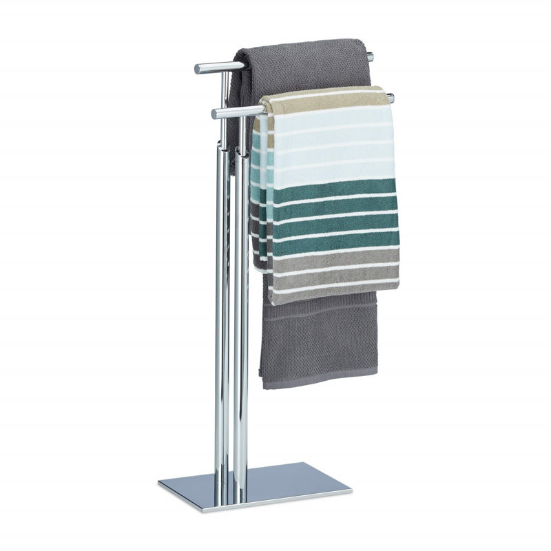 2 Rails Freestanding Chromed Blanket Rack Silver