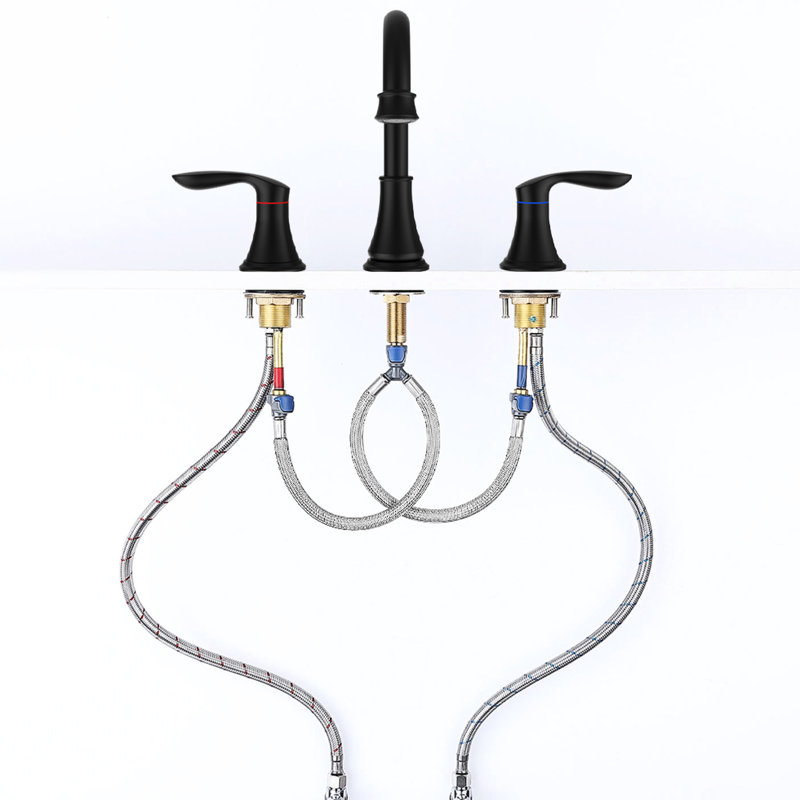 8 Inch Widespread Bathroom Sink Faucet In Brushed Gold - 2, 3 Hole, 360 Swivel Spout, Fatigue Feature Long Service Time