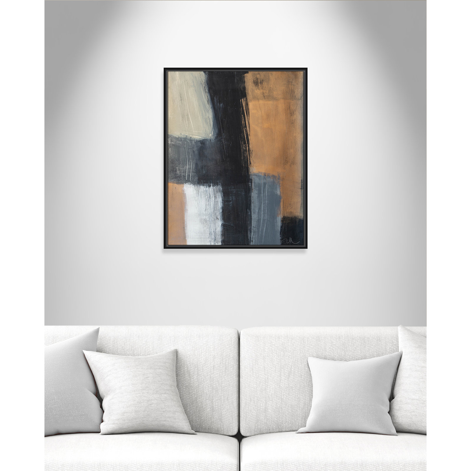 Calderon "Metallic Slate II" Print, 29.5" H x 23.5" W x 2" D, Black Floater Framed, No Mat