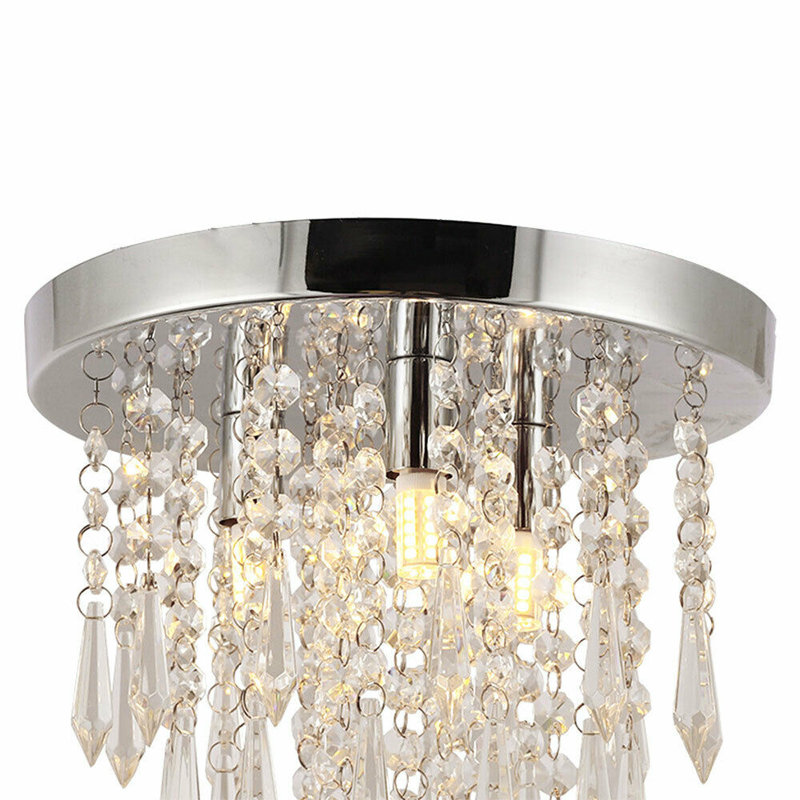 Deshai K9 Crystal Ceiling Light Fixture Flush Mount G9 Bulb Base Bulb Not Included