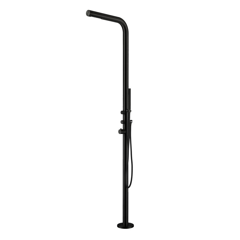 Douche d'extérieur autoportante avec douche à main Pulsar, Noir mat