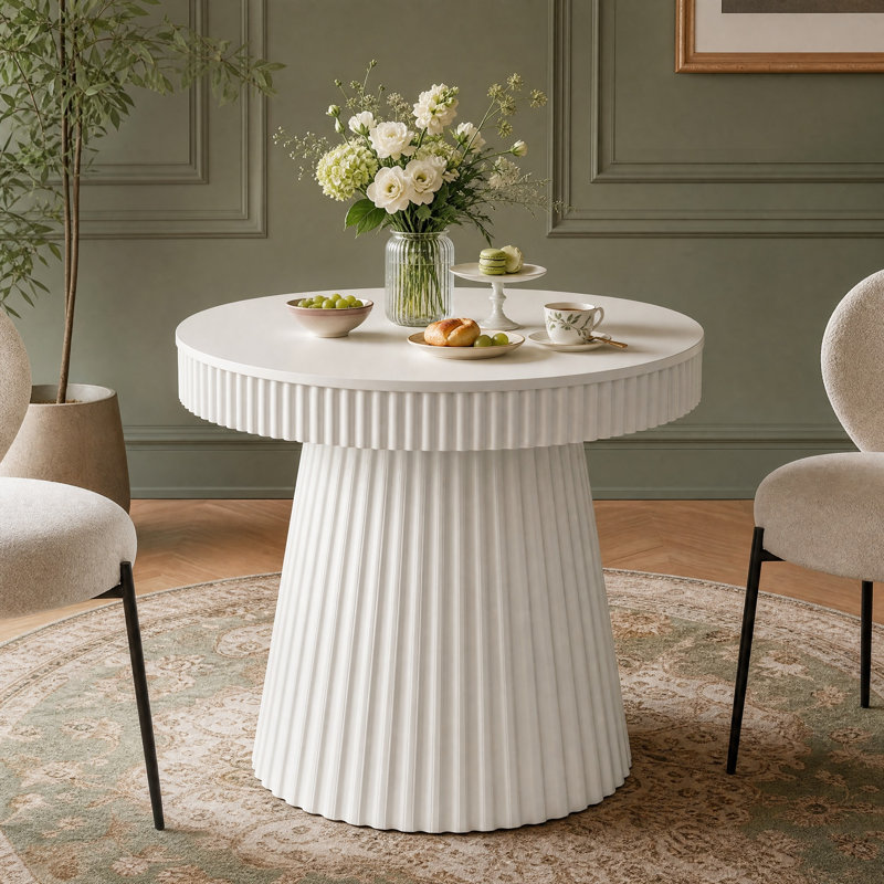 Small Round Dining Table, Modern Kitchen Table, White