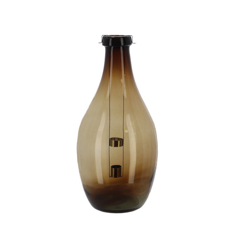 Lanterne de table en verre 15,17 po H, Amber