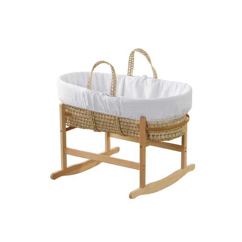 Moses Basket With Stand with Mattress, Beige, White