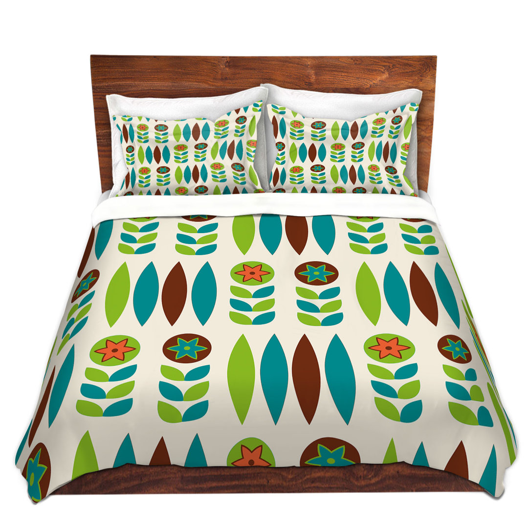 Mid Century Spring Floral Duvet Cover Set DiaNoche Designs 