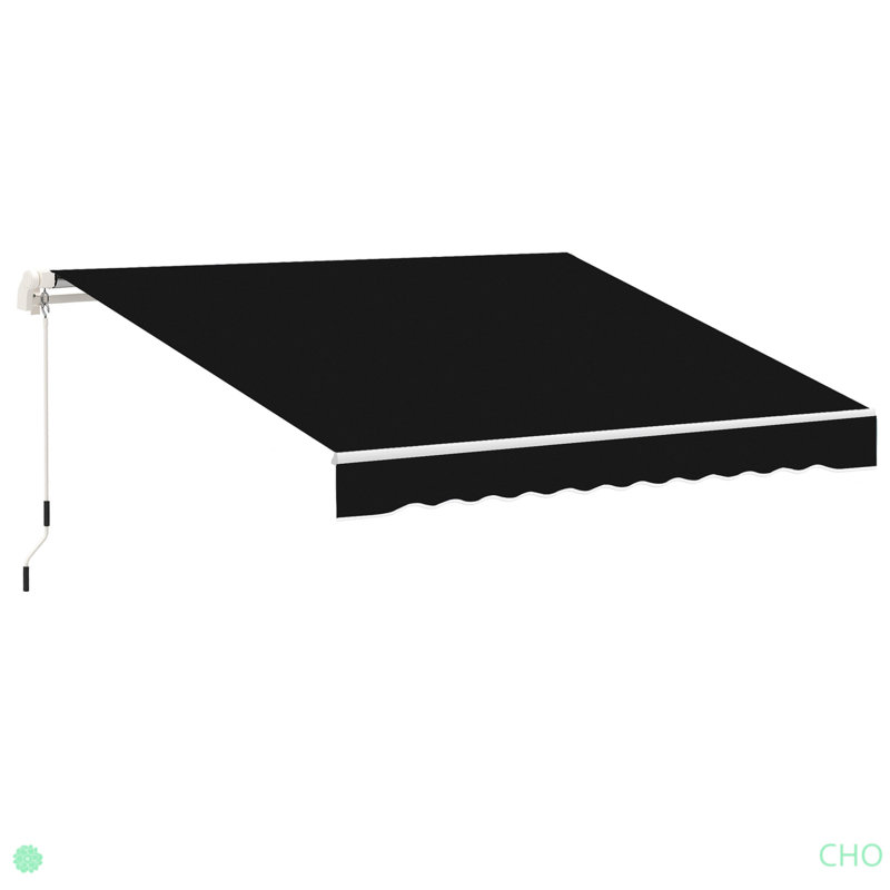 Auvent de patio rétractable, couvre-fenêtre manuel pour l'extérieur, Noir, noir, noir, noir