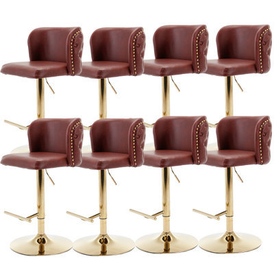 Ensemble de 8 tabourets de bar à hauteur cloutée Modern