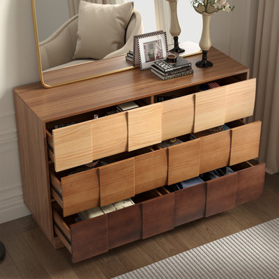 6 - Drawer 47.2"w Contrasting Colors Solid Wood Dresser