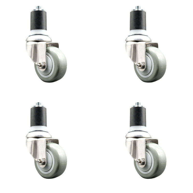 Ensemble de roulettes extensibles en polyuréthane pivotant, H 5 po x l 5 po, Noir