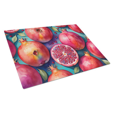Colorful Pomegranates Glass Cutting Board Large