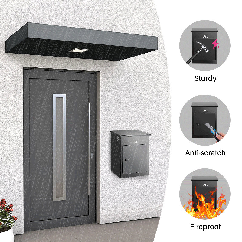 Roomark Parcel Drop Boxes For Outside 22.83" X 17.32" X 13.78", Durable Galvanized Steel, Theft-Deterrent Design, Water-Resistant, Anti-Scratch Outdoor Mailbox With Coded Lock For Porch Or Curbside