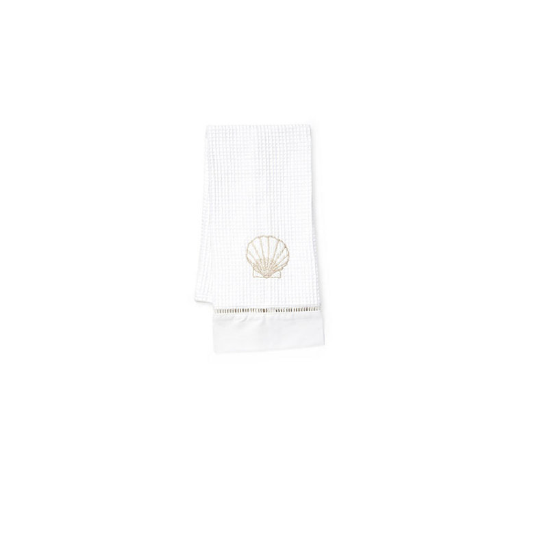 Scallop Waffle Hand Towel, Beige