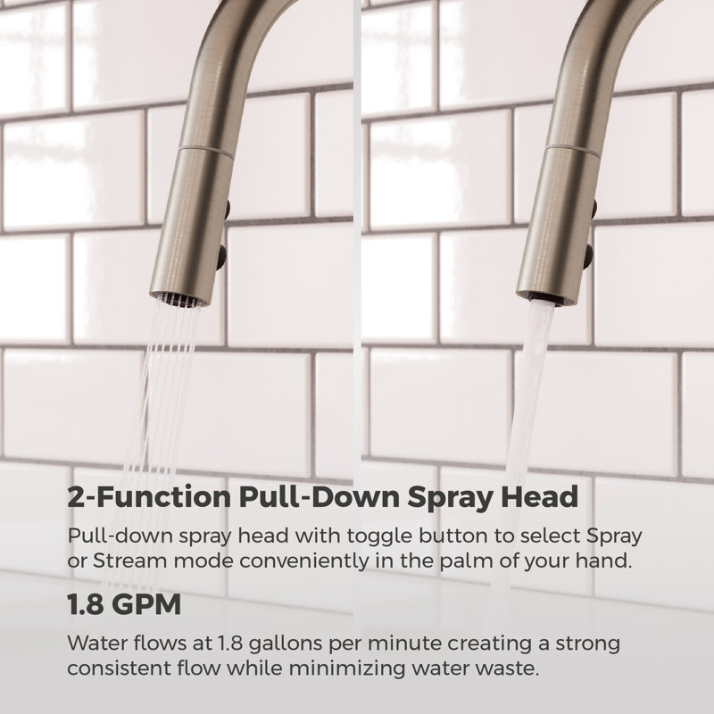 Brislin Pull-Down Kitchen Faucet in Stainless Steel, Stainless Steel