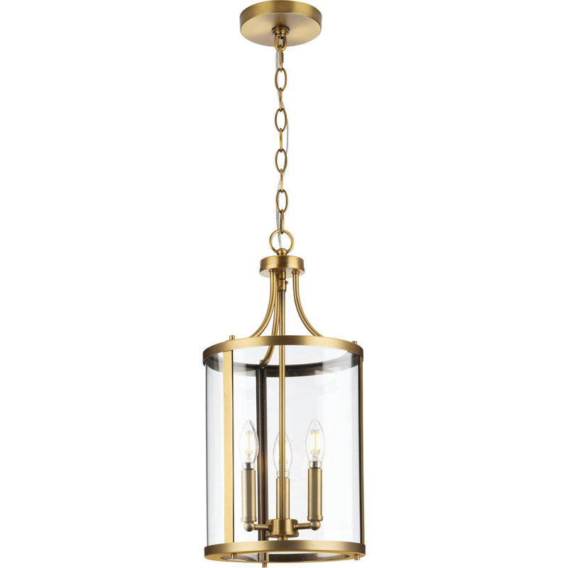 3 - Light Candle Style Pendant, Vintage Brass