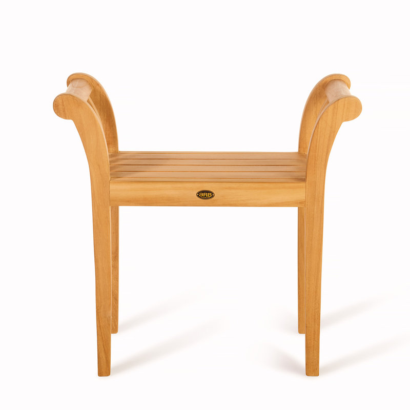 Teak Backless Spa Bench-Stool with Handles