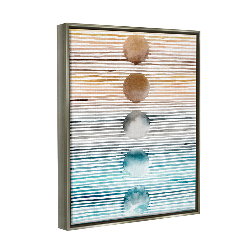 " Gradient Stripes Geometric Pattern " by Grace Popp, 21" H x 17" W x 1.7" D, Black Floater Framed
