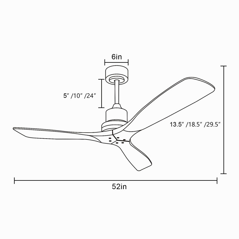 Ventilateur de plafond 52 pouces d'extérieur avec moteur réversible