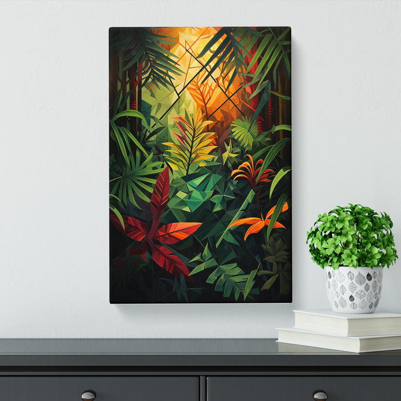 Jungle Geometric No.2 - Wrapped Canvas, 50cm H x 35cm W x 3cm D