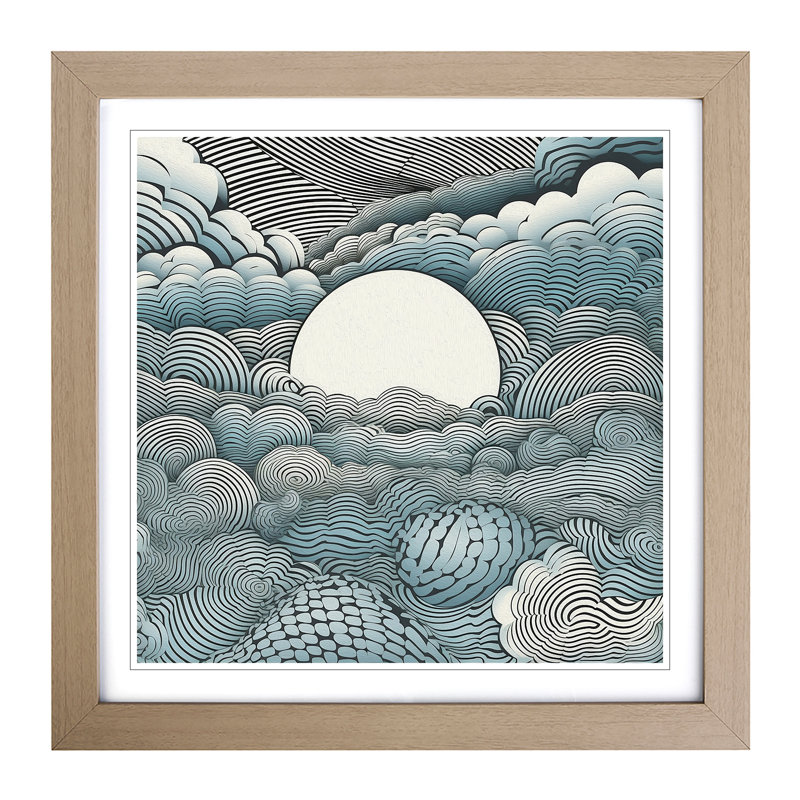 Cloudy Sky Op Art - Framed Print, Oak