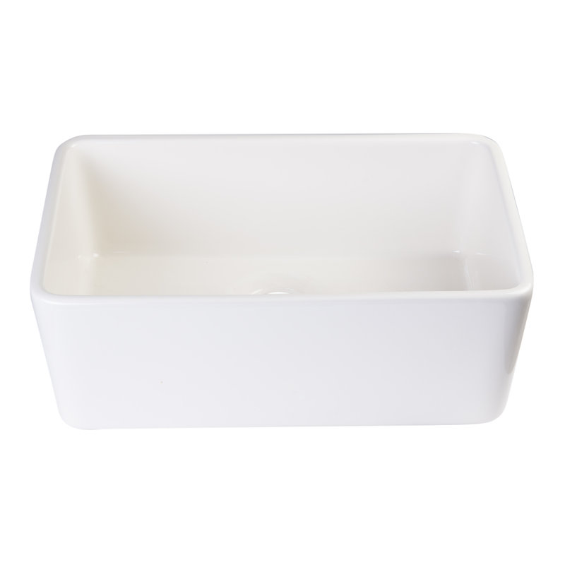 23.375'' L Single Bowl Fireclay Kitchen Sink, Biscuit