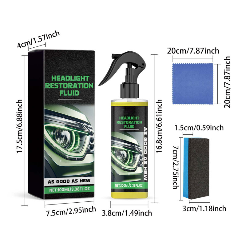 Veilleuse pour phares de nuit, oxydant et liquide jauni avec revêtement cristallin
