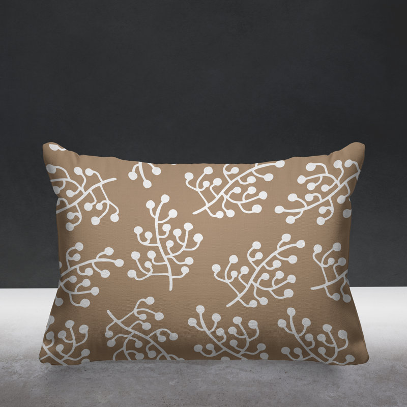 Coussin intérieur / extérieur Charis Wild Flower, 14 po x 20 po, Beige, Rectangulaire
