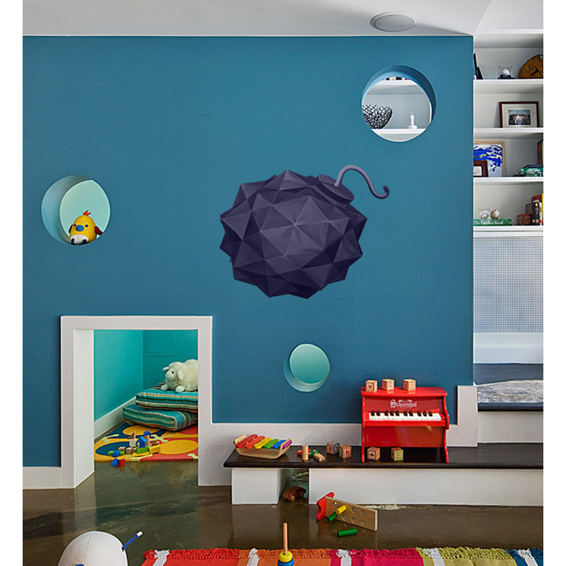 Décalcomanie murale bombe polygonale, H 22 po x l 22 po x P 0,7 po