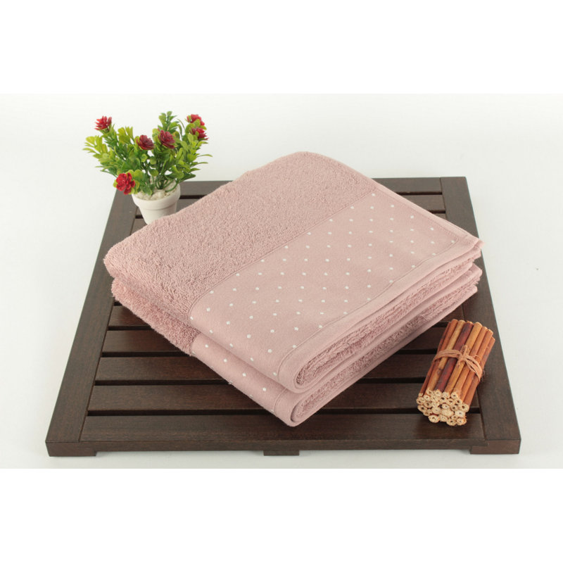 Ensemble de serviettes à main de qualité supérieure, rose poudré et blanc, 19,7 po x 35,4 po | 100% coton, 17,9 oz / verge carrée | Ultra-absorbant, doux et durable | Parfait pour la salle de bain, le spa et l'utilisation quotidienne, lavage délicat recommandé